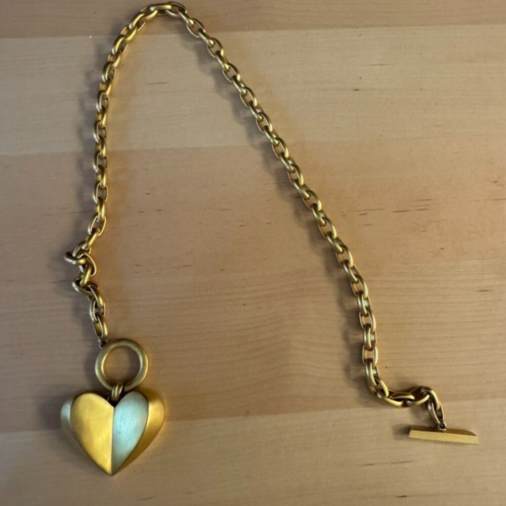 GIVENCHY, gold toggle necklace with heart shaped pendant